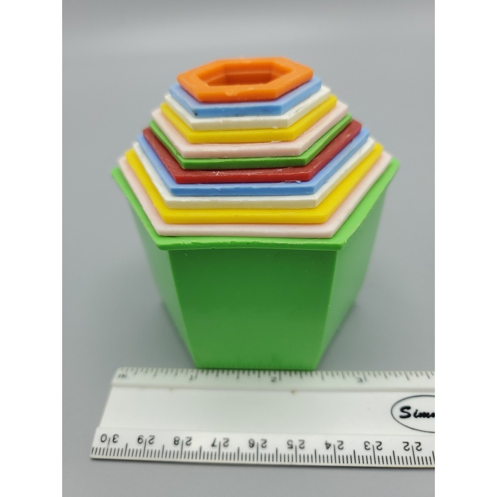 Vtg Child Guidance Toys Learning Tower Stack Nest Farm Animal Hex Blocks All 12 - Picture 13 of 16